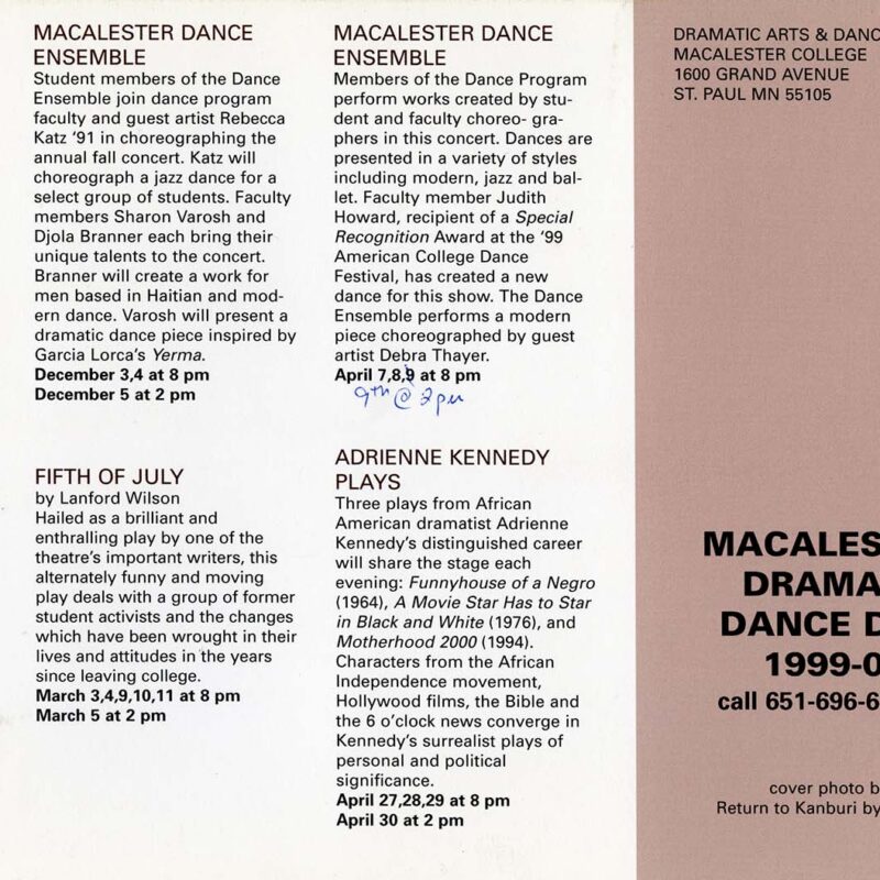 Theater And Dance 1999-2000